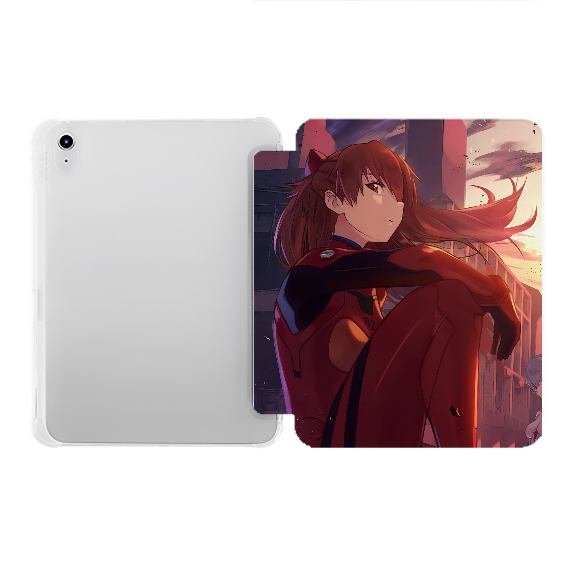 （画像用） EVA 新世紀エヴァンゲリオン IPad ケース ペン収納付き 三つ折りスタンド PUレザー×シリコン 対応機種9.5/10.5/10.9インチ